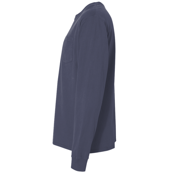 ComfortWash by Hanes Unisex Garment-Dyed Long Sleeve T-Shirt With a Pocket, Anchor Slate, Left Sleeve view