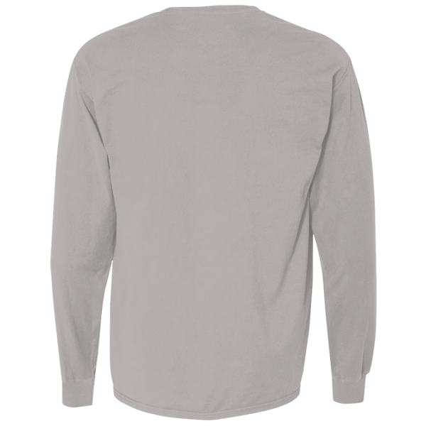 ComfortWash by Hanes Unisex Garment-Dyed Long Sleeve T-Shirt With a Pocket, Concrete Grey, Back view