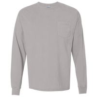 ComfortWash by Hanes Unisex Garment-Dyed Long Sleeve T-Shirt With a Pocket, Concrete Grey, Front view