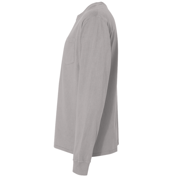 ComfortWash by Hanes Unisex Garment-Dyed Long Sleeve T-Shirt With a Pocket, Concrete Grey, Left Sleeve view