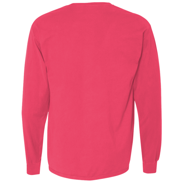 ComfortWash by Hanes Unisex Garment-Dyed Long Sleeve T-Shirt With a Pocket, Crimson Fall, Back view