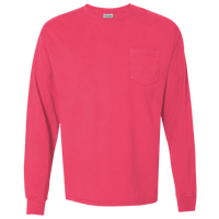 ComfortWash by Hanes Unisex Garment-Dyed Long Sleeve T-Shirt With a Pocket, Crimson Fall, Front view