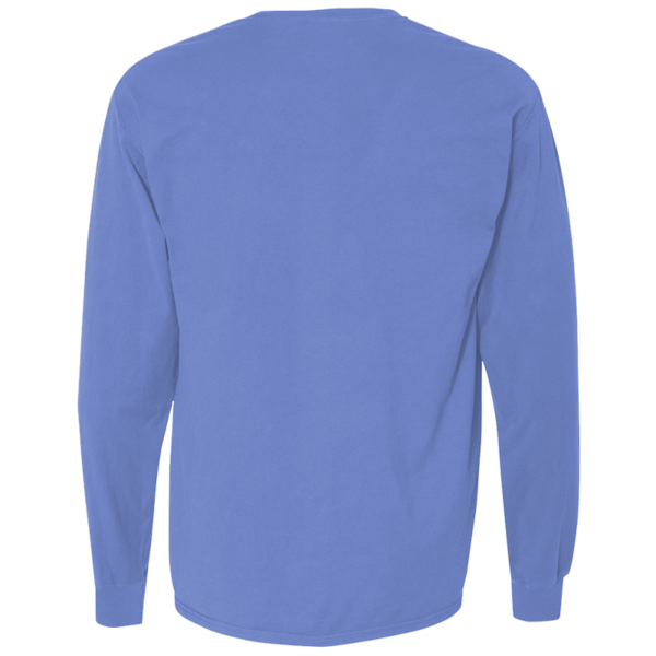ComfortWash by Hanes Unisex Garment-Dyed Long Sleeve T-Shirt With a Pocket, Deep Forte Blue, Back view