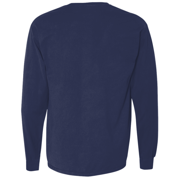 ComfortWash by Hanes Unisex Garment-Dyed Long Sleeve T-Shirt With a Pocket, Navy, Back view