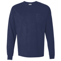 ComfortWash by Hanes Unisex Garment-Dyed Long Sleeve T-Shirt With a Pocket, Navy, Front view
