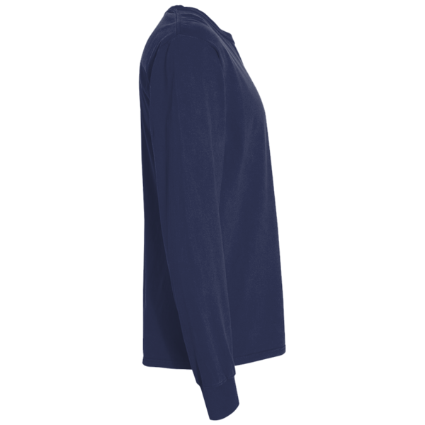 ComfortWash by Hanes Unisex Garment-Dyed Long Sleeve T-Shirt With a Pocket, Navy, Right Sleeve view