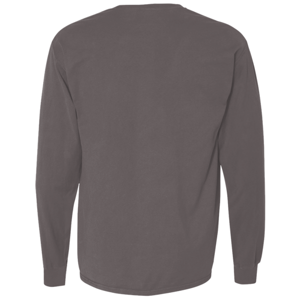 ComfortWash by Hanes Unisex Garment-Dyed Long Sleeve T-Shirt With a Pocket, New Railroad Grey, Back view