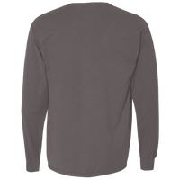 ComfortWash by Hanes Unisex Garment-Dyed Long Sleeve T-Shirt With a Pocket, New Railroad Grey, Back view