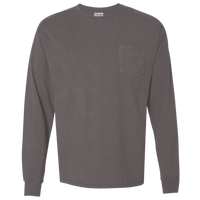 ComfortWash by Hanes Unisex Garment-Dyed Long Sleeve T-Shirt With a Pocket, New Railroad Grey, Front view