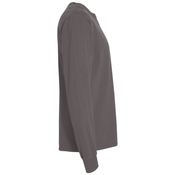 ComfortWash by Hanes Unisex Garment-Dyed Long Sleeve T-Shirt With a Pocket, New Railroad Grey, Right Sleeve view