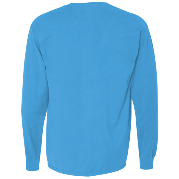 ComfortWash by Hanes Unisex Garment-Dyed Long Sleeve T-Shirt With a Pocket, Summer Sky Blue, Back view