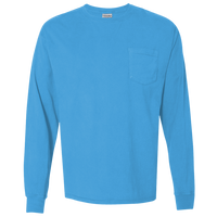ComfortWash by Hanes Unisex Garment-Dyed Long Sleeve T-Shirt With a Pocket, Summer Sky Blue, Front view