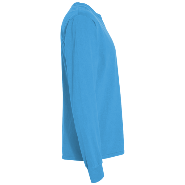 ComfortWash by Hanes Unisex Garment-Dyed Long Sleeve T-Shirt With a Pocket, Summer Sky Blue, Right Sleeve view