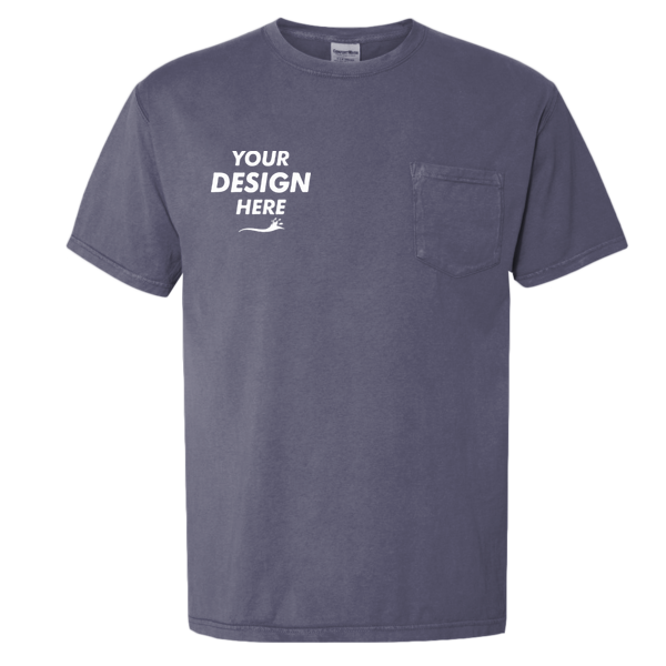 ComfortWash by Hanes Unisex Garment-Dyed Pocket T-Shirt, Anchor Slate, Front view, Mockup