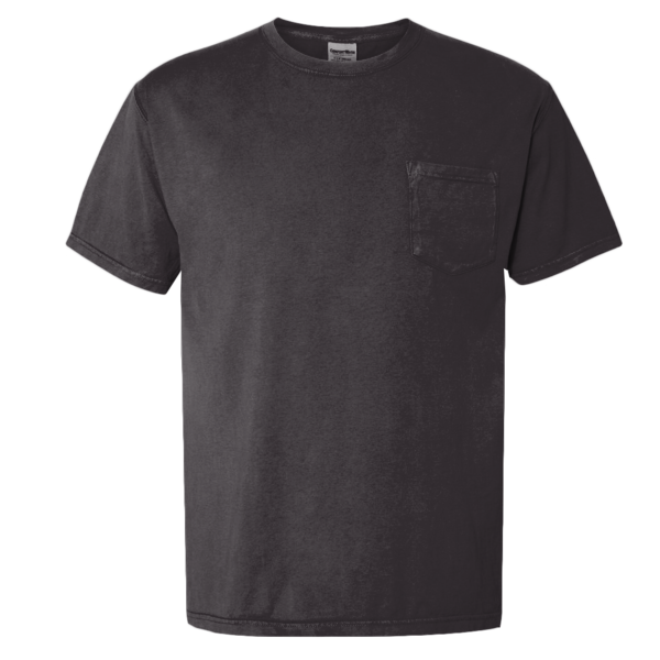 ComfortWash by Hanes Unisex Garment-Dyed Pocket T-Shirt, Black, Front view