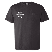 ComfortWash by Hanes Unisex Garment-Dyed Pocket T-Shirt, Black, Front view, Mockup