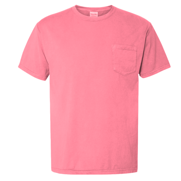 ComfortWash by Hanes Unisex Garment-Dyed Pocket T-Shirt, Coral Craze, Front view