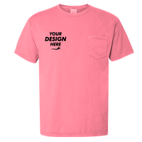 ComfortWash by Hanes Unisex Garment-Dyed Pocket T-Shirt, Coral Craze, Front view, Mockup
