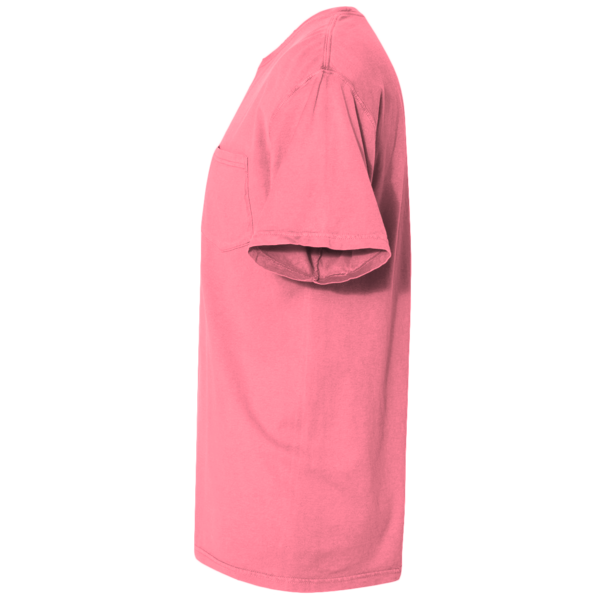 ComfortWash by Hanes Unisex Garment-Dyed Pocket T-Shirt, Coral Craze, Left Sleeve view