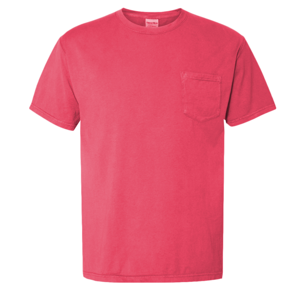 ComfortWash by Hanes Unisex Garment-Dyed Pocket T-Shirt, Crimson Fall, Front view