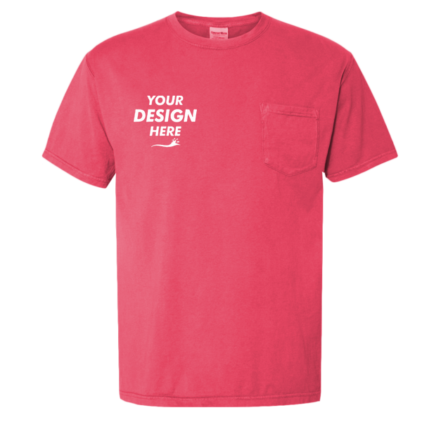 ComfortWash by Hanes Unisex Garment-Dyed Pocket T-Shirt, Crimson Fall, Front view, Mockup