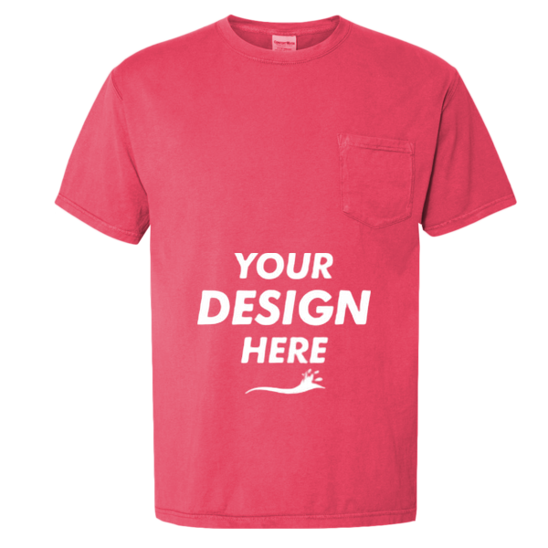 ComfortWash by Hanes Unisex Garment-Dyed Pocket T-Shirt, Crimson Fall, Front view, Mockup