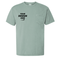 ComfortWash by Hanes Unisex Garment-Dyed Pocket T-Shirt, Cypress Green, Front view, Mockup