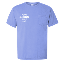 ComfortWash by Hanes Unisex Garment-Dyed Pocket T-Shirt, Deep Forte Blue, Front view, Mockup
