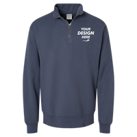 ComfortWash by Hanes Unisex Garment-Dyed Quarter-Zip Sweatshirt, Anchor Slate, Front view, Mockup