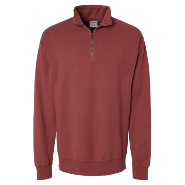ComfortWash by Hanes Unisex Garment-Dyed Quarter-Zip Sweatshirt, Cayenne, Front view