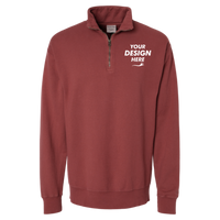 ComfortWash by Hanes Unisex Garment-Dyed Quarter-Zip Sweatshirt, Cayenne, Front view, Mockup