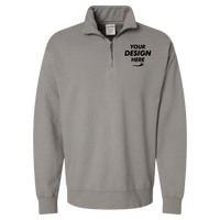 ComfortWash by Hanes Unisex Garment-Dyed Quarter-Zip Sweatshirt, Concrete Grey, Front view, Mockup