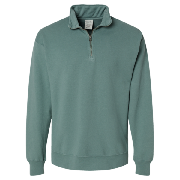 ComfortWash by Hanes Unisex Garment-Dyed Quarter-Zip Sweatshirt, Cypress Green, Front view