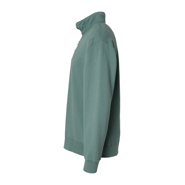 ComfortWash by Hanes Unisex Garment-Dyed Quarter-Zip Sweatshirt, Cypress Green, Left Sleeve view
