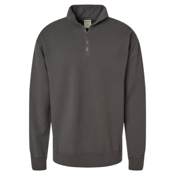 ComfortWash by Hanes Unisex Garment-Dyed Quarter-Zip Sweatshirt, New Railroad Grey, Front view