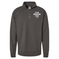 ComfortWash by Hanes Unisex Garment-Dyed Quarter-Zip Sweatshirt, New Railroad Grey, Front view, Mockup