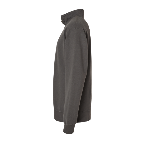 ComfortWash by Hanes Unisex Garment-Dyed Quarter-Zip Sweatshirt, New Railroad Grey, Left Sleeve view