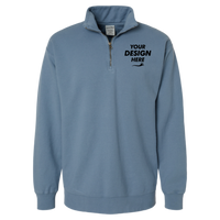 ComfortWash by Hanes Unisex Garment-Dyed Quarter-Zip Sweatshirt, Saltwater, Front view, Mockup