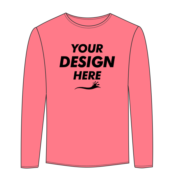 ComfortWash by Hanes Youth Garment-Dyed Long Sleeve T-Shirt, Coral Craze, Front view, Mockup