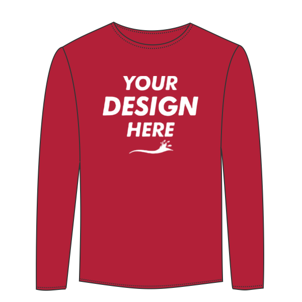 ComfortWash by Hanes Youth Garment-Dyed Long Sleeve T-Shirt, Crimson Fall, Front view, Mockup