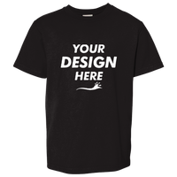 ComfortWash by Hanes Youth Garment-Dyed T-Shirt, Black, Front view, Mockup