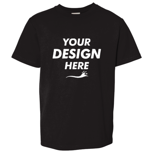 ComfortWash by Hanes Youth Garment-Dyed T-Shirt, Black, Front view, Mockup