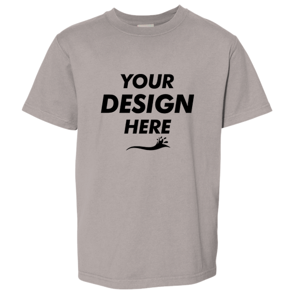 ComfortWash by Hanes Youth Garment-Dyed T-Shirt, Concrete Grey, Front view, Mockup