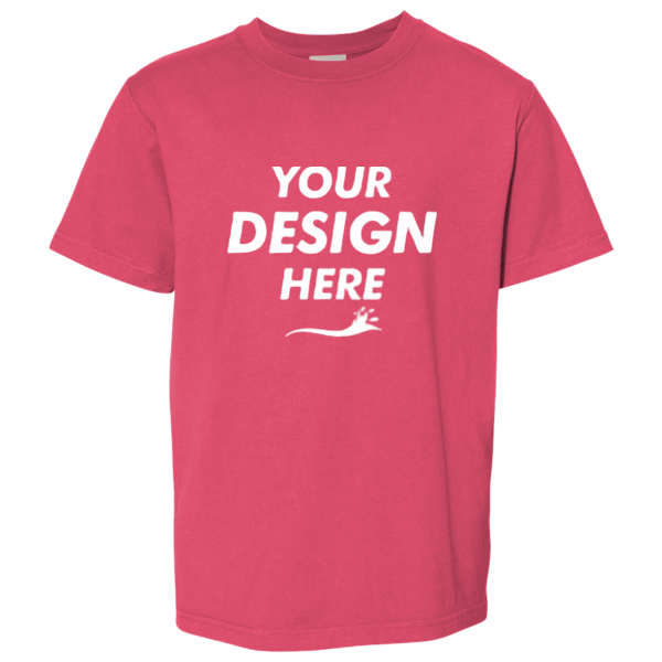 ComfortWash by Hanes Youth Garment-Dyed T-Shirt, Crimson Fall, Front view, Mockup