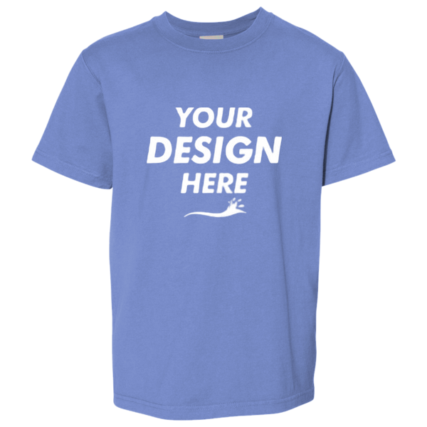 ComfortWash by Hanes Youth Garment-Dyed T-Shirt, Deep Forte Blue, Front view, Mockup