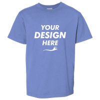 ComfortWash by Hanes Youth Garment-Dyed T-Shirt, Deep Forte Blue, Front view, Mockup