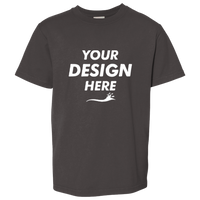 ComfortWash by Hanes Youth Garment-Dyed T-Shirt, New Railroad Grey, Front view, Mockup