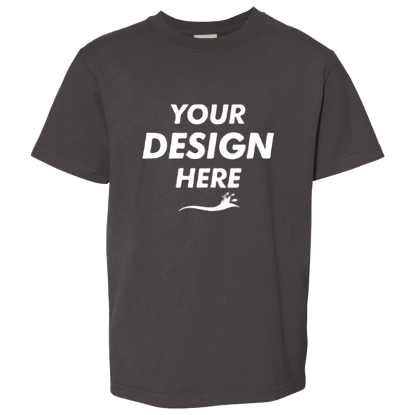 ComfortWash by Hanes Youth Garment-Dyed T-Shirt, New Railroad Grey, Front view, Mockup