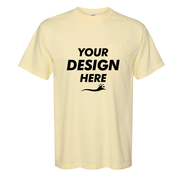Comfort Colors Garment-Dyed Heavyweight Pocket T-Shirt, Banana, Front view, Mockup