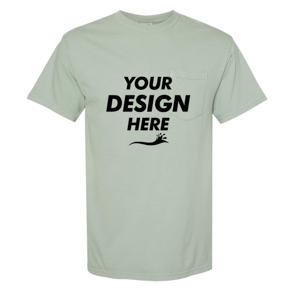 Comfort Colors Garment-Dyed Heavyweight Pocket T-Shirt, Bay, Front view, Mockup